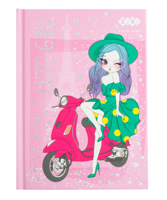 Блокнот CUTE GIRL, А-6, 64л., кл., тв. обкл., мат. лам.+лак, гліт, рожевий