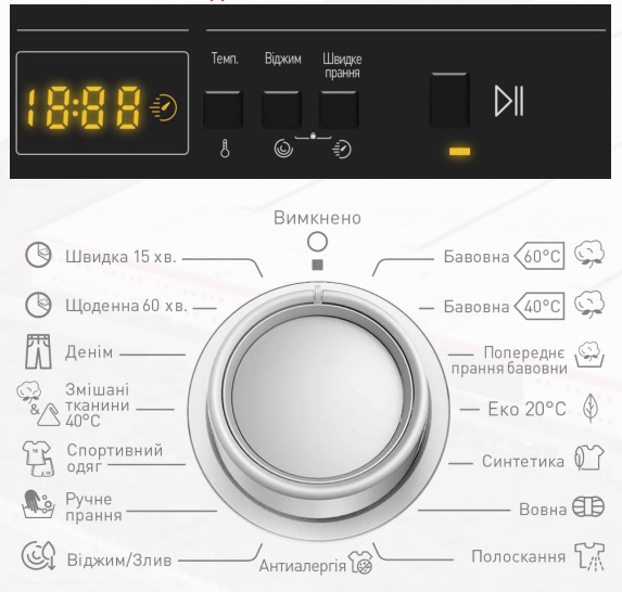 Стир. машина c фронт. загрузкой VESTEL W4S08T1, 4 кг, 800 об/мин, А+, 60 см, дисплей, кнопочное управление, белый
