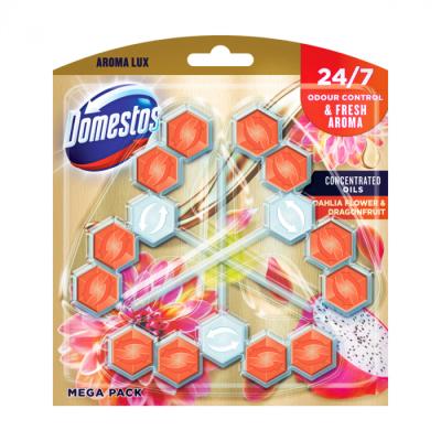 Туалетний блок Domestos Люкс Свіжість жоржини та драгонфруту 3*55г