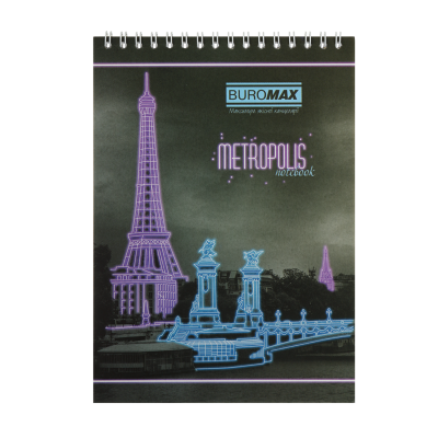 Блокнот на пружині зверху METROPOLIS, А5, 48 арк., клітинка, картонна обкладинка