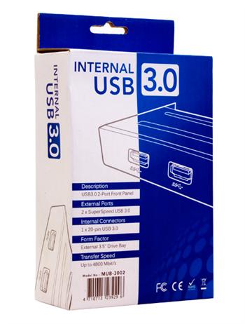 Адаптер CHIEFTEC USB 3.0 для 3.5" отсека фронтальных панелей корпусов,2xUSB3.0