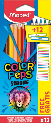 Олівці кольорові COLOR PEPS Classic, 12 кольорів + 12 наклейок