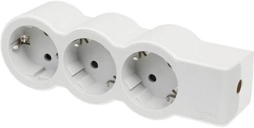 Подовжувач мережевий Legrand стандарт, без кабелю, 3xТипF, 16A, біло-сірий
