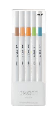 Лайнер uni EMOTT 0.4мм fine line, Nature Color, 5 кольорів