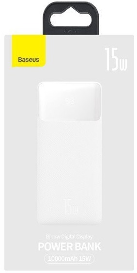Портативное зарядное устройство Power Bank Baseus 10000mAh 15W Bipow 2xUSB/USB-C/microUSB White