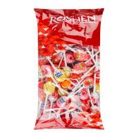 Карамель Roshen Lollipops льодяникова з йогуртовими смаками 920г. Склад: патока, цукор, регулятори кислотності (молочна, лимонна кислоти, лактат натрію), концентрований яблучний сік 0.5%, йогурт 0.25%