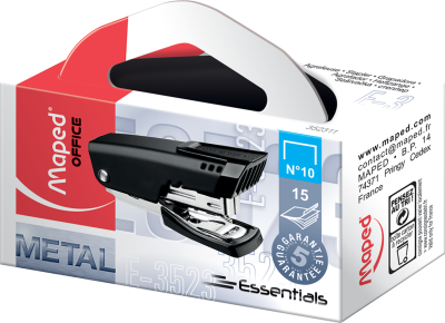 Степлер компактний ESSENTIALS METAL, металевий, 15л., (скоби №10), чорний