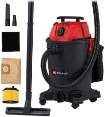 Пилосос професійний Einhell TC-VC 3055 A 850Вт 190мБа контейнер 30л розетка 220В/2000Вт вологе/сухе прибирання 4.95кг
