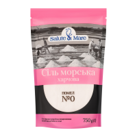 Сіль морська Salute di Mare харчова помел №0 750г. Склад: сіль морська харчова, помел №0. Умови зберігання: за відносної вологості повітря не більше 75%. Сухе, чисте місце. Термін придатності: 720 дні
