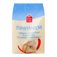 Пряники Fine Life Зі смаком пломбіру заварні глазуровані з начинкою 300г. Склад: борошно пшеничне 1/г, сироп інвертний (цукор білий кристалічний, вода питна, регулятор кислотності Е330, піногасник Е50