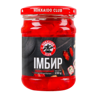 Імбирь Hokkaido Club маринований 230г. Склад: корінь імбиру маринований. Калорійність в 100г продукту: 21 ккал. Харчова (поживна) цінність у 100г продукту: Білки - 1г., Жири - 1г., Вуглеводи - 4.1г. В