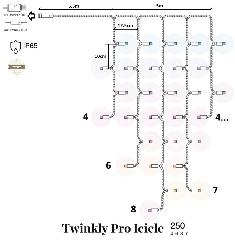 Smart LED Гирлянда Twinkly Pro Icicle RGB 250, IP65, AWG22 PVC Rubber белый