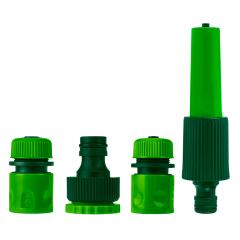 Набір для поливу Verto 1/2"-3/4", зрошувач ручний прямий, 2 конектори для шланга, конектор для крана