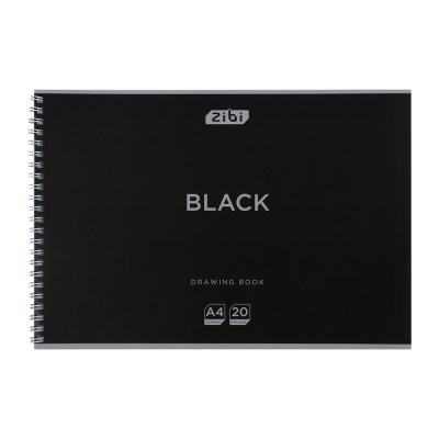 Альбом для малювання BLACK, А4, 20 арк., 120 г/м2, на пружині, чорний, KIDS Line