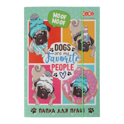 Папка для праці LOVELY DOG, картонна, на резинках А4+ (300х212х28мм), KIDS Line