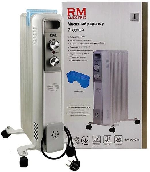 Обігрівач оливний Stanley RM Electric, 15м2, 1500Вт, мех. упр-ння, 7 секцій, зволожувач, білий
