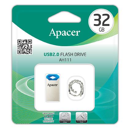 Накопичувач Apacer  32GB USB 2.0 Type-A AH111 Срібний/Синій