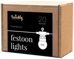 Гірлянда Smart LED Twinkly Festoon RGB 20 G45 IP44 10м кабель чорний