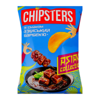 Чипси картопляні Chipster`s Asian collection Азійський барбекю 100г. Склад: картопля 62%, олія соняшникова рафінована дезодорована, комплексна харчова добавка Азійський барбекю 7% (цукрова пудра, сіль