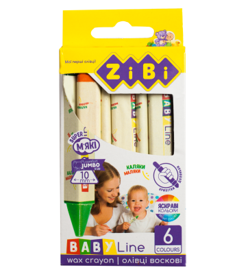 Олівці воскові JUMBO, 6 кольорів, тригранні, BABY Line
