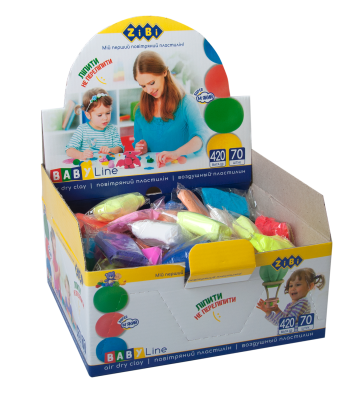 Повітряний пластилін 70*6г, 24 кільк., у шоубоксі, BABY Line