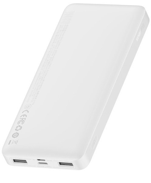 Портативное зарядное устройство Power Bank Baseus 10000mAh 15W Bipow 2xUSB/USB-C/microUSB White