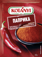 Перець Kotányi Паприка червоний солодкий 35г. Склад: червоний солодкий перець. Калорійність в 100г продукту: 336 ккал. Харчова (поживна) цінність у 100г продукту: Білки - 15г., Жири - 13г., Вуглеводи