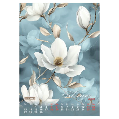 Календар настінний 2026 р., А3, 1 пружина, Flowers