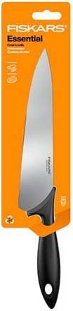 Кухонний ніж кухарський Fiskars Essential, 21.4см, нержавіюча сталь, пластик, чорний, пластик