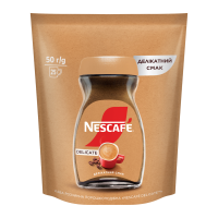 Кава Nescafe Delicate розчинна порошкоподібна 50г. Склад: кава розчинна порошкоподібна. Рекомендовані способи застосування/вживання: всипте 1-2 чайні ложки кави Nescafe Delicate у чашку. Налийте 100-1