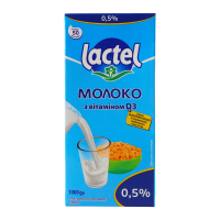 Молоко Lactel з вітаміном D3 ультрапастеризоване 0.5% 1000г. Склад: молоко нормалізоване, вітамін D3. Без ГМО. Енергетична цінність продукту: 151.1кДж/100г, 35.7ккал/100г. Поживна (харчова) цінність п
