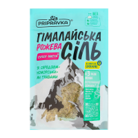 Сіль Pripravka Гімалайська харчова з середземноморськими травами 200г. Склад: сіль харчова гімалайська рожева, часник сушений, суміш трав (базилік, орегано, розмарин, чабер, чабрець) - 3.9%. Енергетич