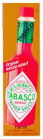 Соус Tabasco Original червоний перцевий 150мл. Склад: червоний перець, дистильований оцет, кухонна сіль. Калорійність на 100мл продукту: 192 кДж (45 ккал). Поживна цінність на 100мл продукту: білки -