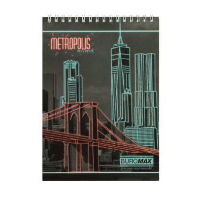 Блокнот на пружині зверху METROPOLIS, А5, 48 арк., клітинка, картонна обкладинка