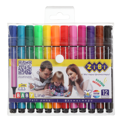 Фломастери JUMBO, 12 кольорів, BABY Line