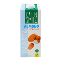 Напій рисово-мигдальний Green Smile Barista ультрапастеризований збагачений кальцієм 1л. Склад: вода (87%), борошно рисове (10%), паста з мигдалю класична (2.5%), карбонат кальцію, сіль морська, стабі