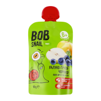 Пюре Bob Snail Baby Яблуко-груша-чорниця фруктово-ягідне для дітей від 6-ти місяців 90г. Склад: пюре з яблук 60%, пюре з груш 30%, пюре з чорниць 10%. Без ГМО. Енергетична цінність продукту: 227кДж/10