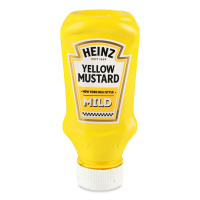 Heinz Гірчиця Лагідна 240г. Склад: вода, зерна гірчиці 16%, столовий оцет, солодовий оцет (з ячменю), цукор, сіль, мед приправи, ароматизатор, стабілізатор - ксантанова камедь, екстракт паприки. Енерг