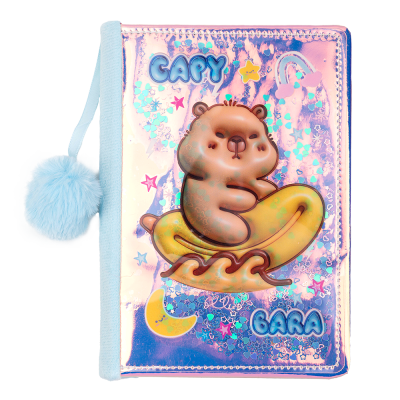 Блокнот  CAPYBARA, А5, 80 арк., клітинка, з глітером, асорті, KIDS Line