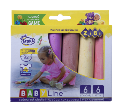 Крейда кольорова JUMBO, 6 шт, BABY Line