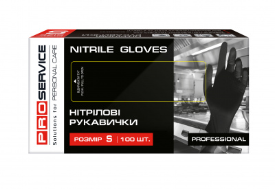 Рукавички нітрилові Professional, чорні, 100 шт, розмір S