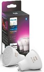 Лампа умная Philips Hue GU10, 5.7W(50Вт), 2000K-6500K, RGB, ZigBee, Bluetooth, диммирование, 2шт