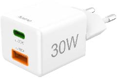 Зарядное устройство сетевое Hama 30Вт USB-С/USB-A, PD/QC