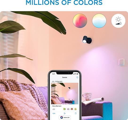 Розумний накладний точковий світильник WiZ IMAGEO Spots 1x5W 2200-6500K RGB Wi-Fi чорний