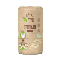 Хлібці Tasty Style гречані хрусткі 110г. Гречані хлібці "Тasty Style" виготовлені за унікальною технологією з використанням суміші з цільного зерна. Хлібці багаті на клітковину, яка сприятливо впливає