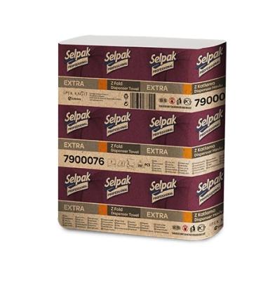 Рушники паперові целюлозні "Selpak Pro" Extra, Z-подібні., по 200шт., 2-х шарові, 12 упаковок, білий