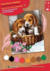 Набір для творчості Sequin Art PAINTING BY NUMBERS JUNIOR Кошик цуценят SA1042