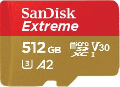 Карта памяти SanDisk microSD  512GB C10 UHS-I U3 R190/W130MB/s Extreme V30 + SD