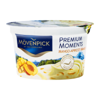 Йогурт Movenpick Premium Moments Абрикос-манго 5% 100г. Склад: йогурт (80.4%), абрикосово-мангова добавка (12.5%) (цукор (5.6%), абрикос (3%), мангове пюре (2.1%), вода (0.94%), модифікований крохмаль