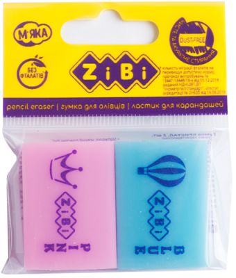 Гумка КРИСТАЛ 32х23х7.5 mm,  2 шт. в блістері, KIDS Line